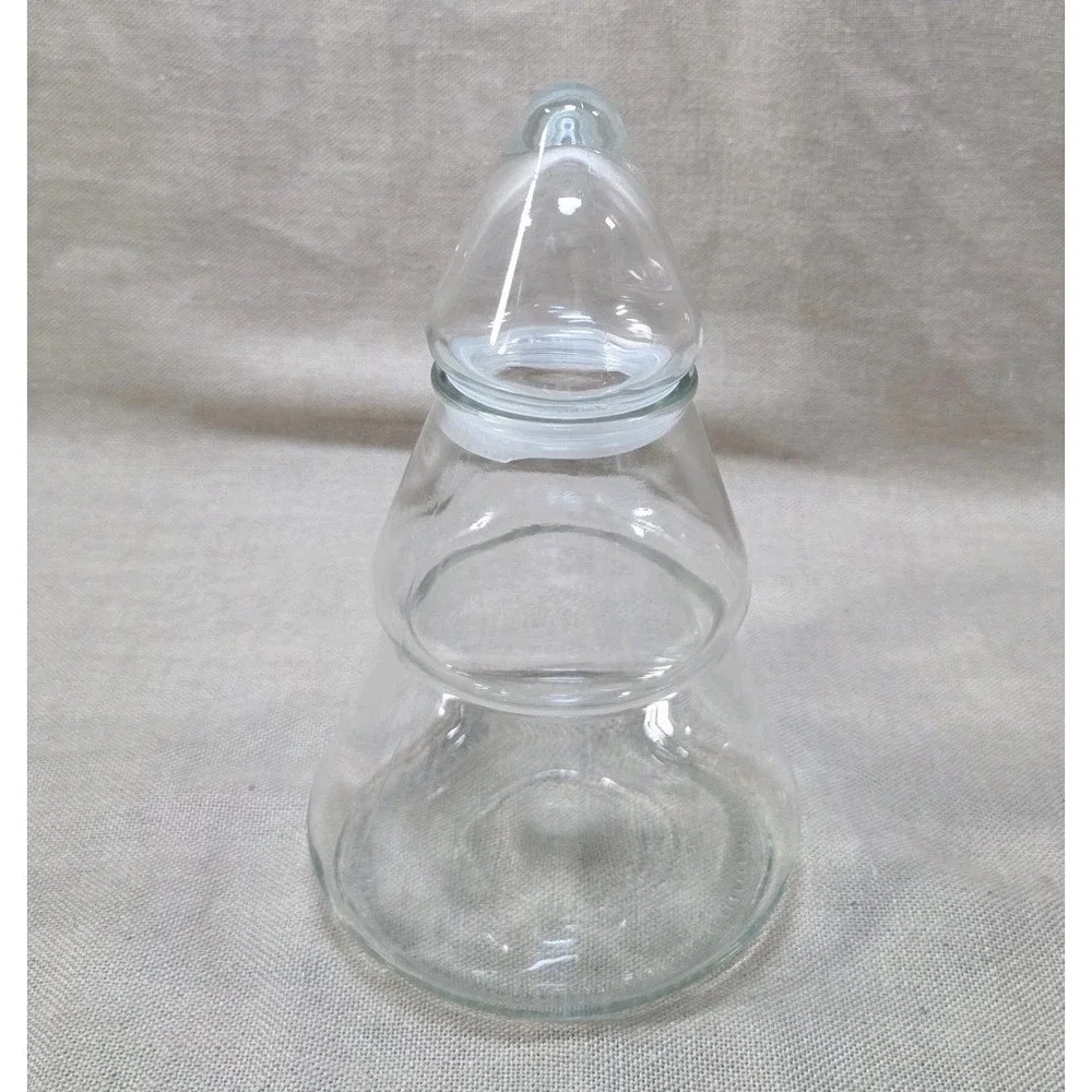 Vintage Anchor Hocking Christmas Tree Shape Clear Glass Canister USA 9.5